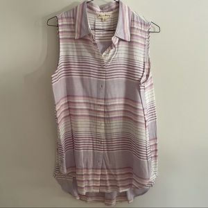 Striped sleeveless button down
